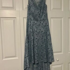 Frank Lyman Design Lace Dress in Silver Blue